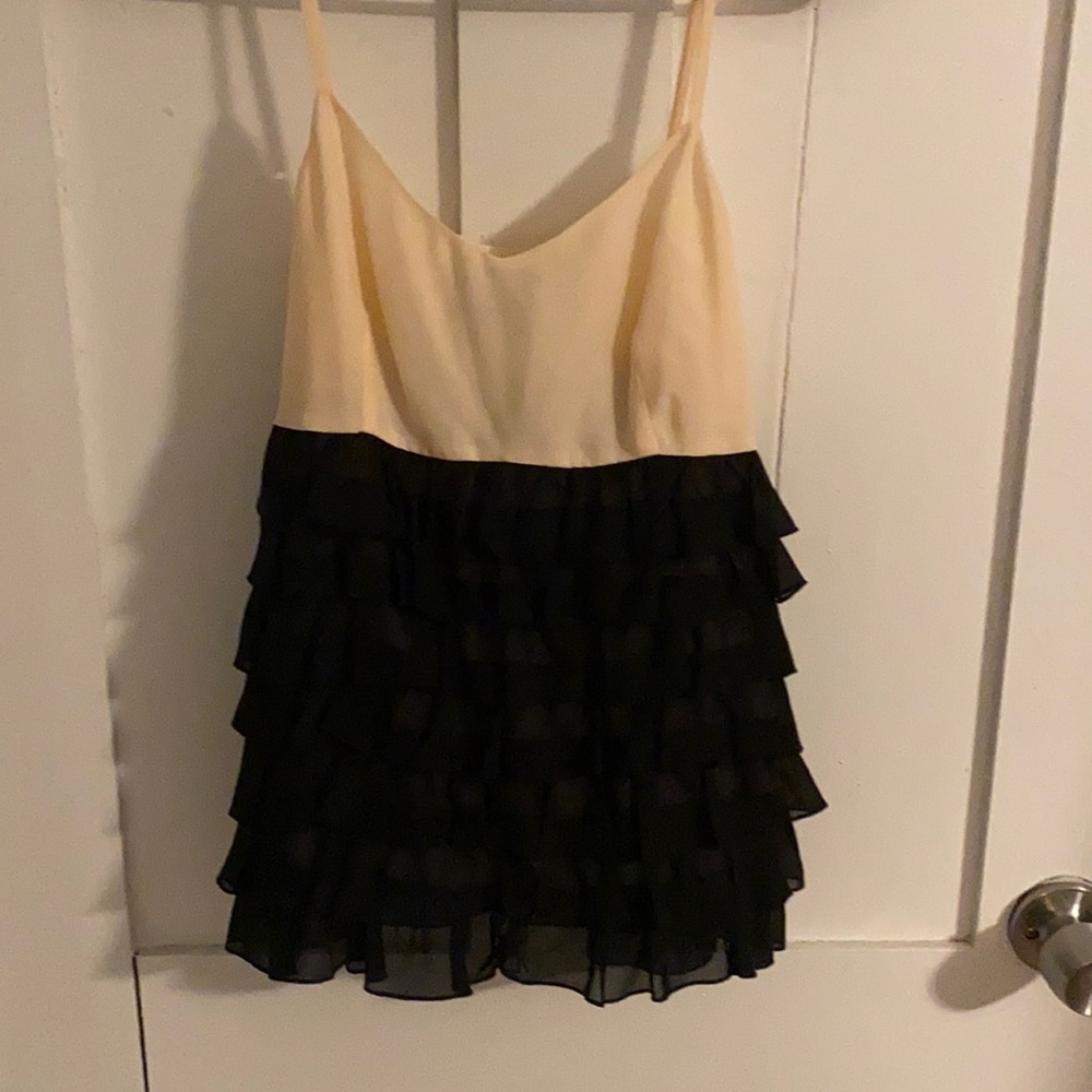 MODA INTL Ballet Pink Black Ruffle Cami